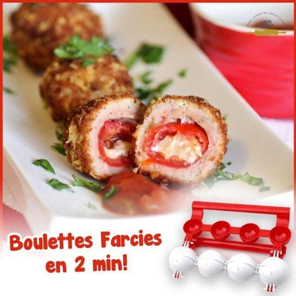 Moule à Boulettes De Viande En ABS - Facile à Utiliser, Prépare 4 Boulettes D'un Coup - Pour Boulettes Farcies, Italiennes, Végétariennes - 27x23.5x3.5 Cm - 11
